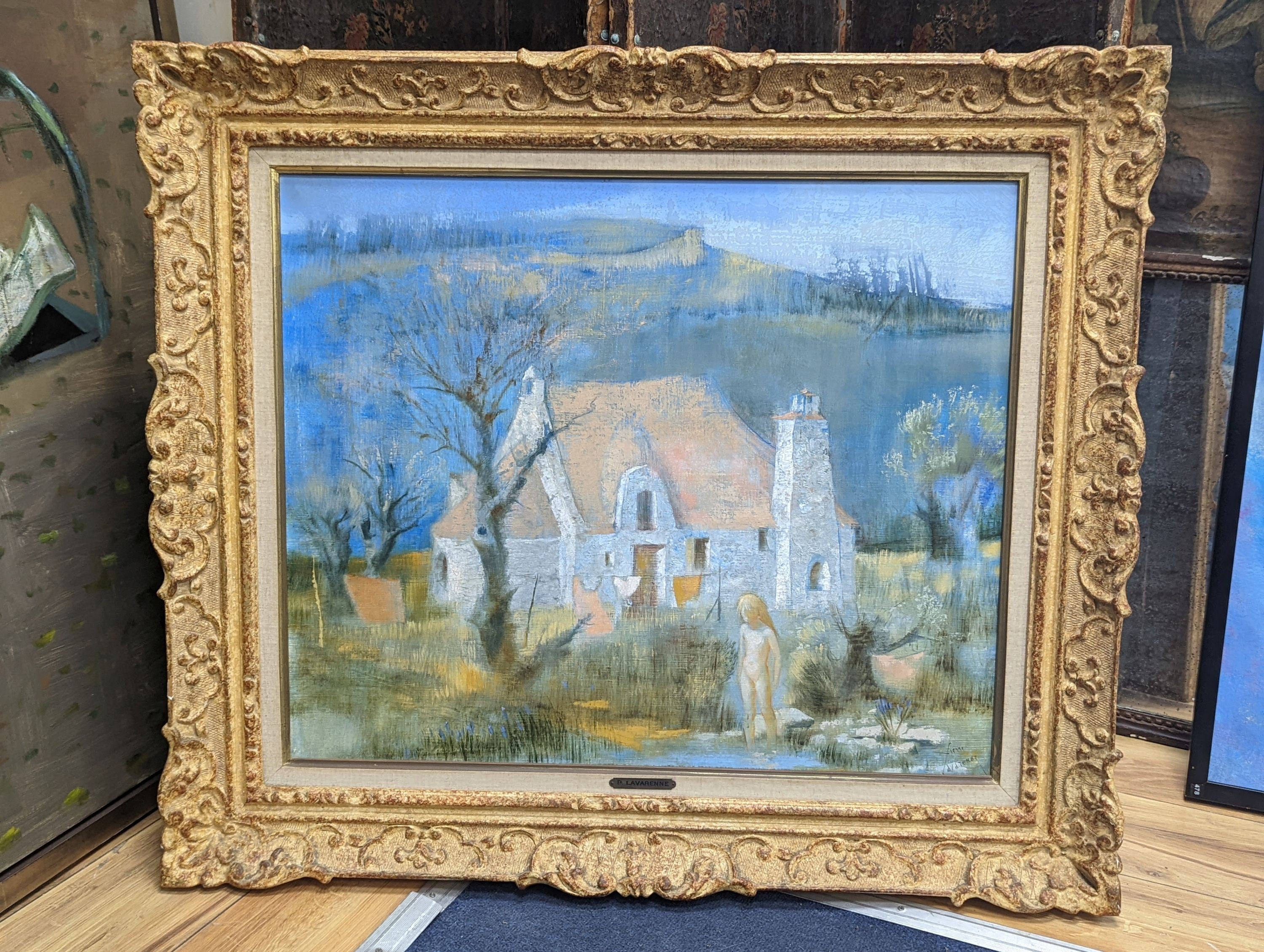 Pierre Lavarenne (1928-), oil on canvas, La Maison de la Colline, signed, 54 x 65cm